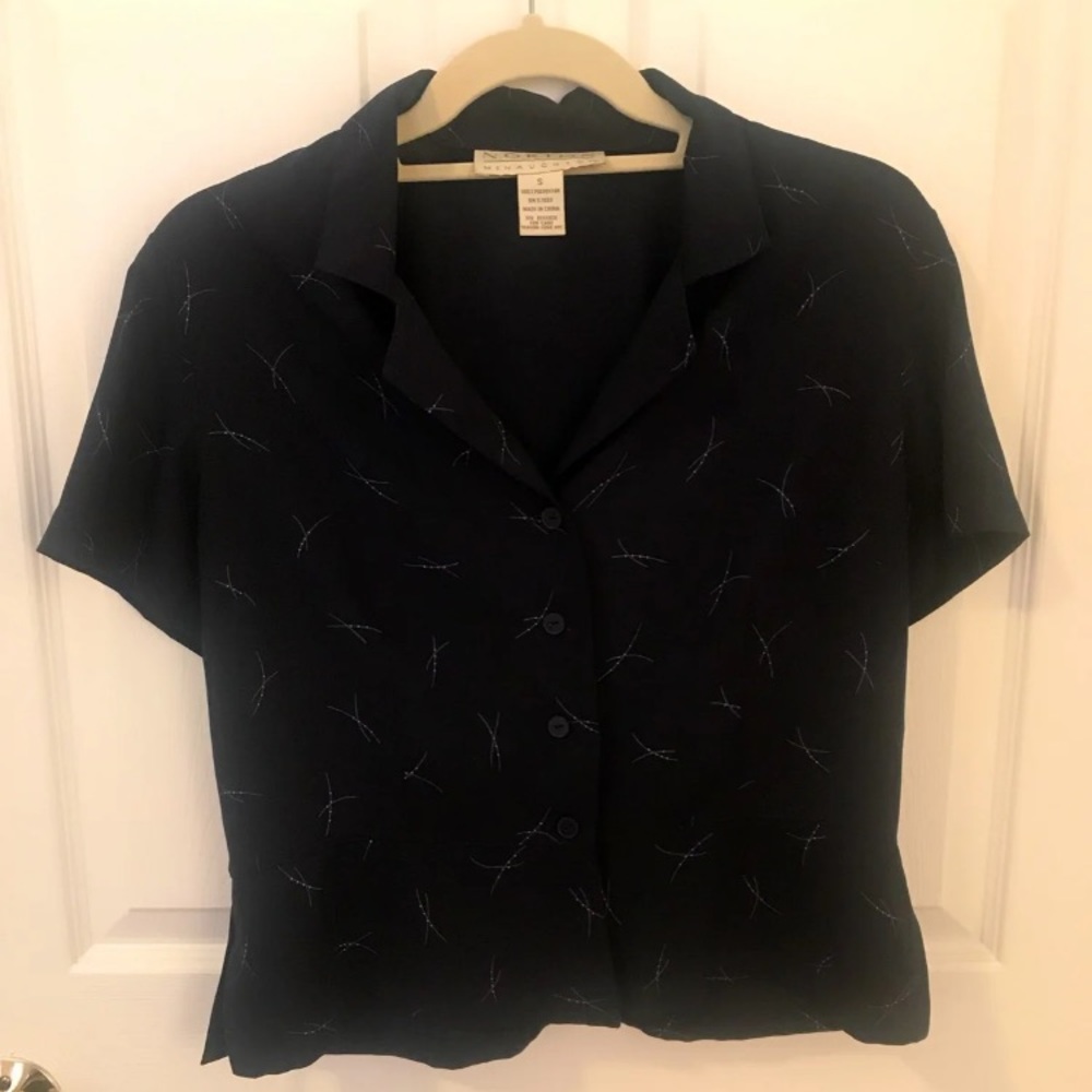 Vintage Button-Down Cropped Blouse